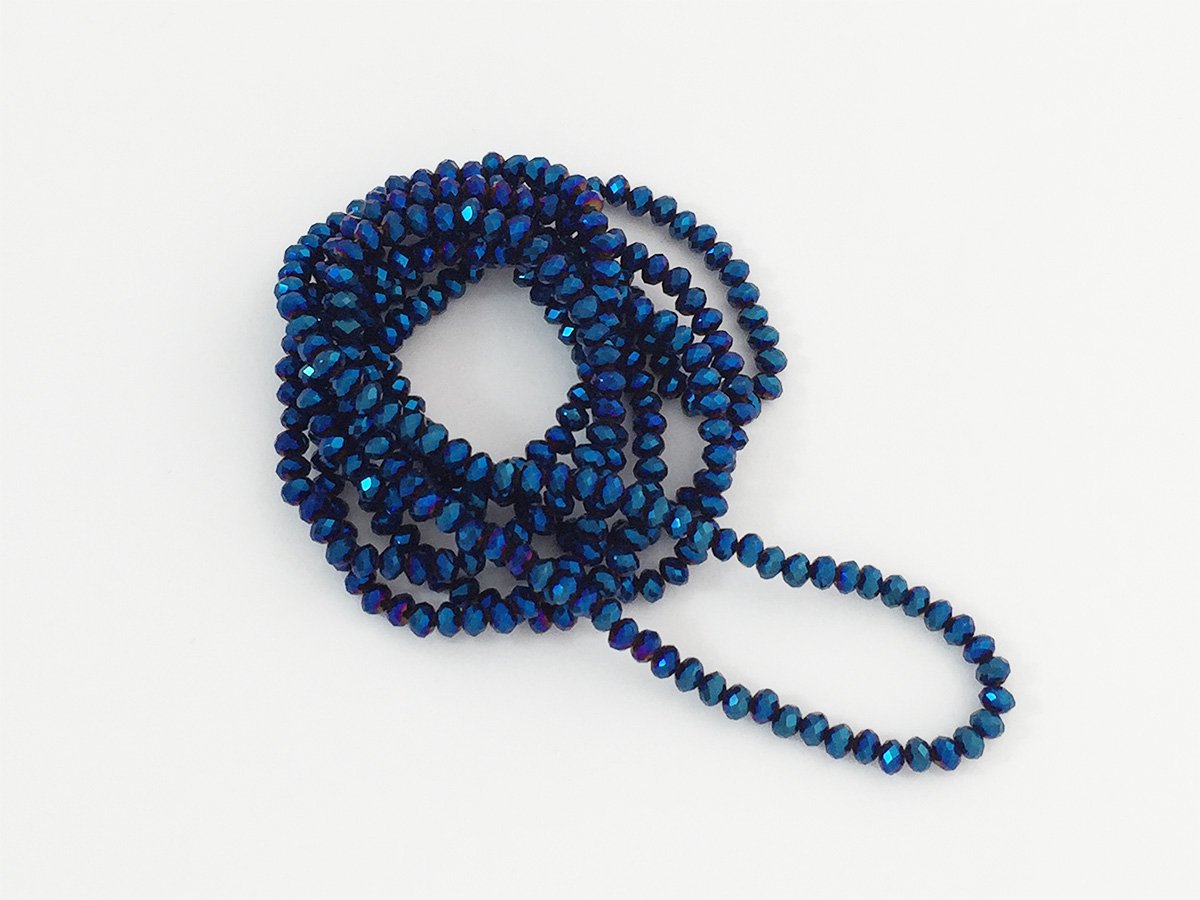 PERLA VETRO SFACET.MM.3×4 METAL.BLUE